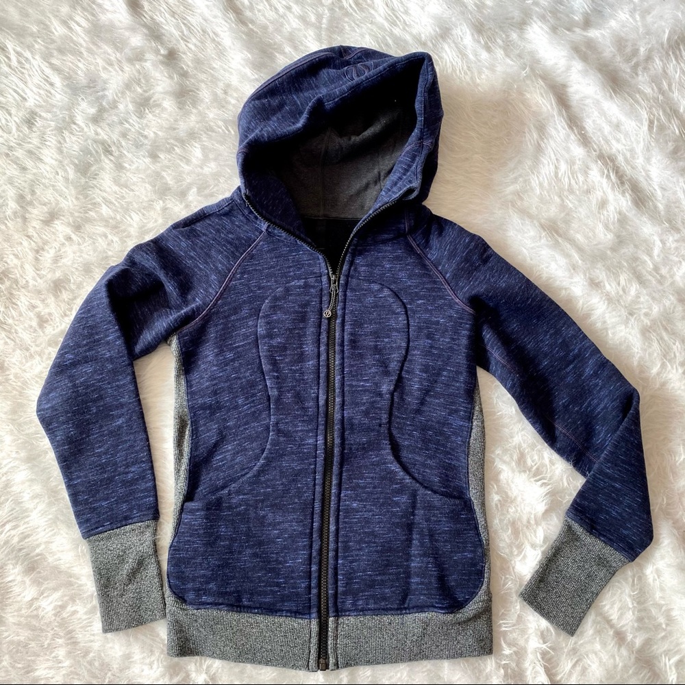 Lululemon scuba hoodie III purple and gray jacket with fleece lining size 4